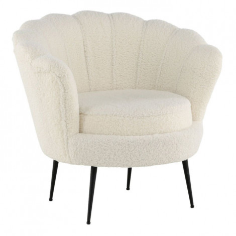 Fauteuil Coquillage Bouclette "Calais" 83cm Blanc|Fauteuil / Chauffeuse|Paris Prix