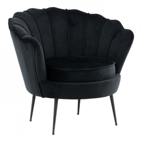 Fauteuil Coquillage en Velours "Calais" 83cm Noir|Fauteuil / Chauffeuse|Paris Prix