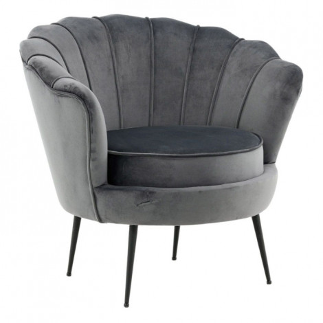 Fauteuil Coquillage en Velours "Calais" 83cm Gris Foncé|Fauteuil / Chauffeuse|Paris Prix