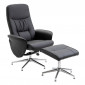 Fauteuil de Relaxation & Pouf "Rolf" 104cm Noir|Fauteuil / Chauffeuse|Paris Prix