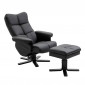 Fauteuil de Relaxation & Pouf "Sven" 101cm Noir|Fauteuil / Chauffeuse|Paris Prix