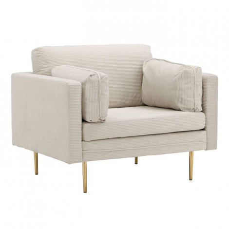 Fauteuil Design Velours Côtelé "Boom" 110cm Beige Clair|Fauteuil / Chauffeuse|Paris Prix