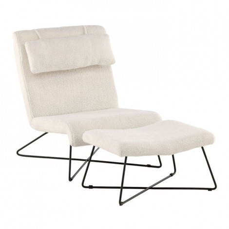 Fauteuil & Pouf Design Bouclé "Laconia" 88cm Blanc|Fauteuil / Chauffeuse|Paris Prix