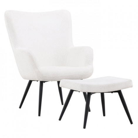 Fauteuil & Pouf Design Bouclé "Como" 95cm Blanc|Fauteuil / Chauffeuse|Paris Prix