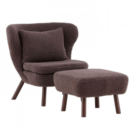 Fauteuil & Pouf Bouclette "Ryxo" 85cm Marron|Fauteuil / Chauffeuse|Paris Prix