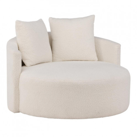 Fauteuil Rond Tissu Bouclette "Kelso" 120cm Blanc|Fauteuil / Chauffeuse|Paris Prix
