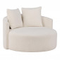 Fauteuil Rond Tissu Bouclette "Kelso" 120cm Blanc|Fauteuil / Chauffeuse|Paris Prix
