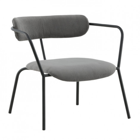 Fauteuil Design Velours Côtelé "Duffy" 69cm Gris|Fauteuil / Chauffeuse|Paris Prix