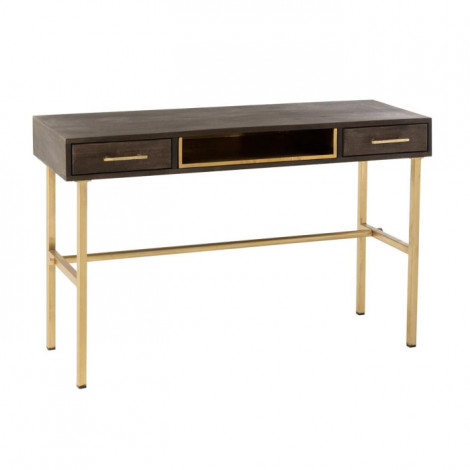 Console 2 Tiroirs en Bois "Janis" 120cm Marron & Or|Console|Paris Prix