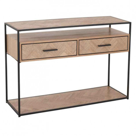 Console 2 Tiroirs "Miraza" 120cm Naturel & Noir|Console|Paris Prix