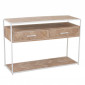 Console 2 Tiroirs "Miraza" 120cm Naturel & Blanc|Console|Paris Prix