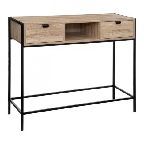 Console 2 Tiroirs Design "Aliaj" 100cm Beige & Noir|Console|Paris Prix