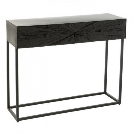 Console 2 Tiroirs en Bois "Shanil" 100cm Noir|Console|Paris Prix