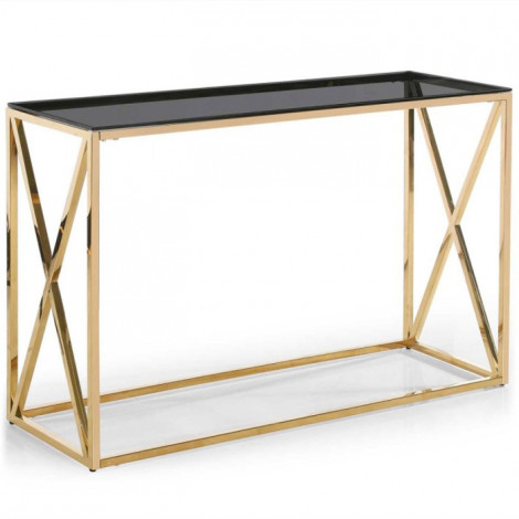Console Design en Verre "Gladis" 120cm Or & Noir|Console|Paris Prix