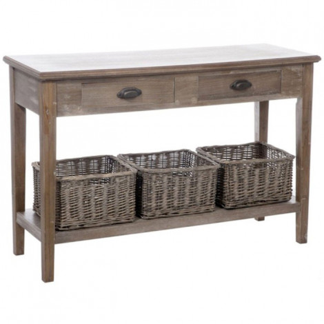 Console 2 Tiroirs & 3 Paniers "Catherine" 120cm Naturel|Console|Paris Prix