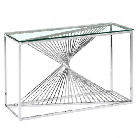 Console Design en Verre "Tanya" 120cm Argent|Console|Paris Prix