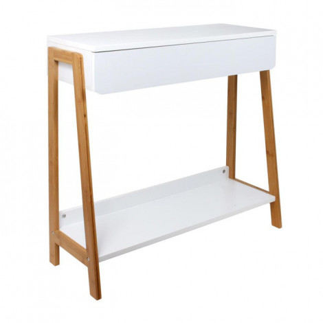 Console 1 Tiroir "Malaga" 83cm Blanc & Naturel|Console|Paris Prix