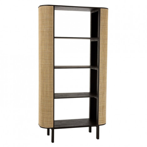 Étagère Design en Rotin "Molly" 190cm Noir & Beige|Bibliothèque|Paris Prix