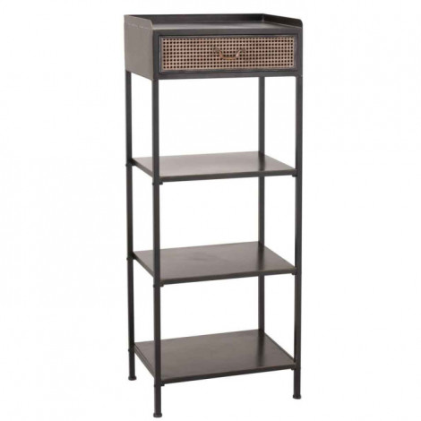 Étagère 3 Niveaux & 1 Tiroir "Ludmila" 140cm Noir|Bibliothèque|Paris Prix