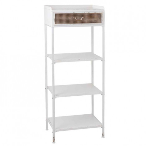 Étagère 3 Niveaux & 1 Tiroir "Ludmila" 140cm Blanc|Bibliothèque|Paris Prix