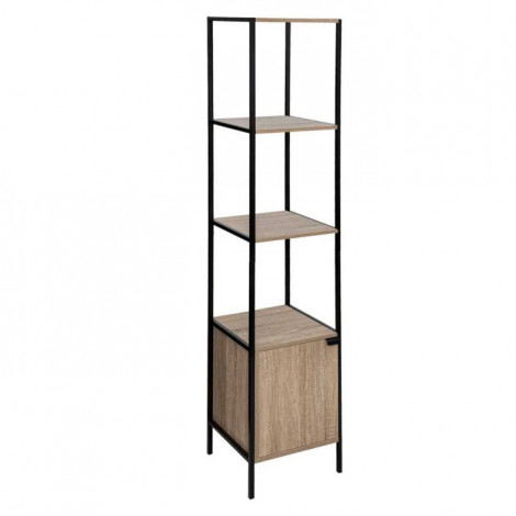 Étagère Design 1 Porte "Aliaj" 176cm Naturel & Noir|Bibliothèque|Paris Prix