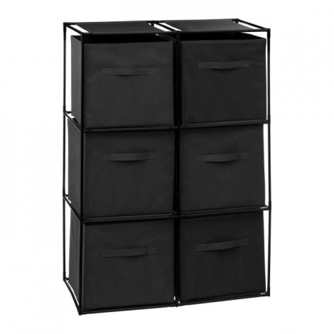 Étagère & 6 Boites de Rangement "Module" 98cm Noir|Bibliothèque|Paris Prix