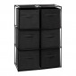 Étagère & 6 Boites de Rangement "Module" 98cm Noir|Bibliothèque|Paris Prix