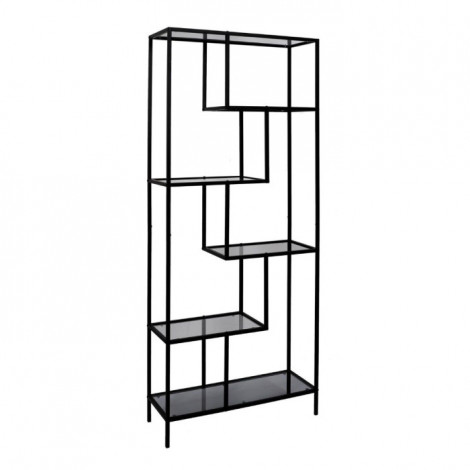 Étagère en Verre Fumé "Edison" 180cm Noir|Bibliothèque|Paris Prix