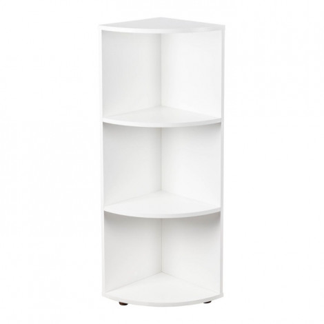 Étagère d'Angle 3 Niveaux "Jake" 110cm Blanc|Bibliothèque|Paris Prix