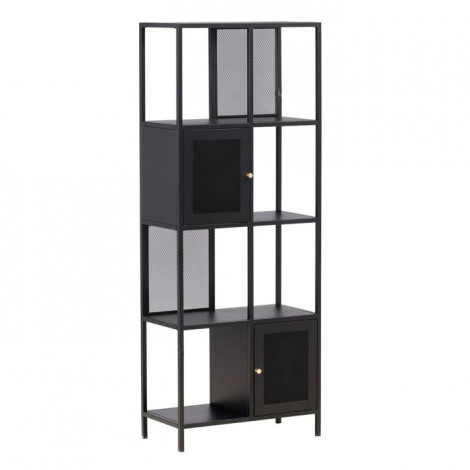 Étagère 4 Niveaux Avec Portes "Nett" 180cm Noir|Bibliothèque|Paris Prix
