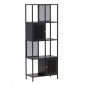 Étagère 4 Niveaux Avec Portes "Nett" 180cm Noir|Bibliothèque|Paris Prix