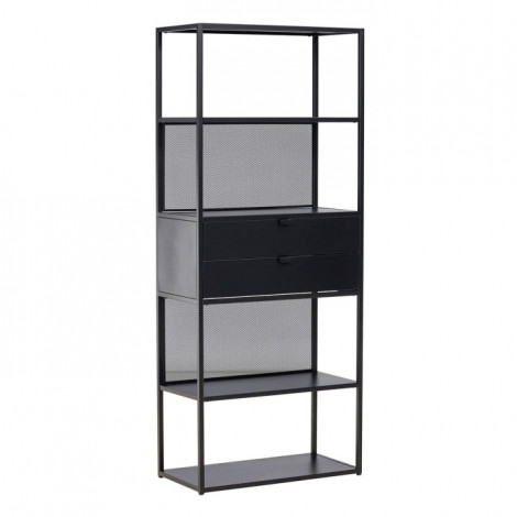 Étagère 4 Niveaux en Métal "Santiago" 185cm Noir|Bibliothèque|Paris Prix