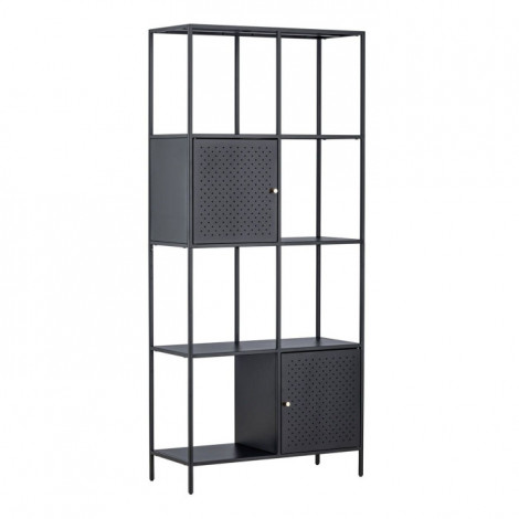 Étagère 4 Niveaux en Métal "Porto Seguro" 180cm Noir|Bibliothèque|Paris Prix