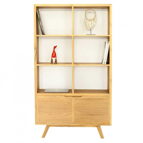 Bibliothèque 2 Portes "Fiftees" 100cm Naturel|Bibliothèque|Paris Prix
