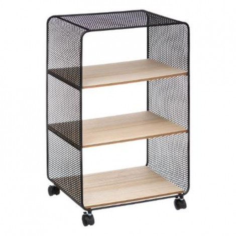 Étagère 3 Niveaux sur Roulettes "Brio" 73cm Noir|Bibliothèque|Paris Prix