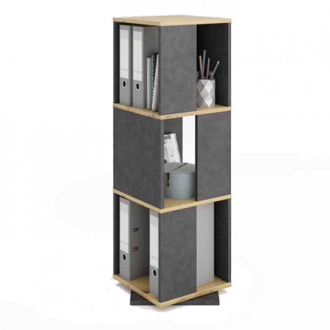 Étagère Pivotante "3 Compartiments" 108cm Marron|Bibliothèque|Paris Prix