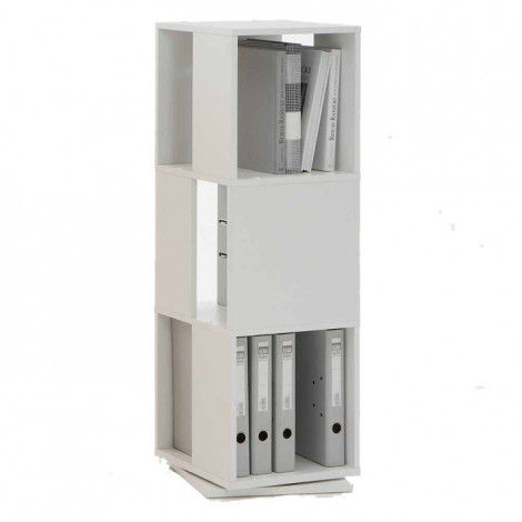 Étagère Pivotante "3 Compartiments" 108cm Blanc|Bibliothèque|Paris Prix