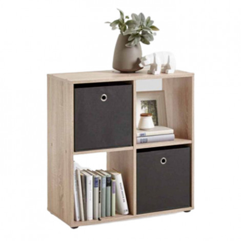 Étagère 4 Cases Design "Gaman" 70cm Chêne|Bibliothèque|Paris Prix