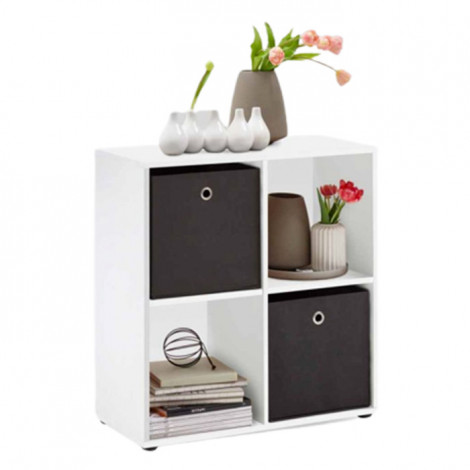 Étagère 4 Cases Design "Gaman" 70cm Blanc|Bibliothèque|Paris Prix