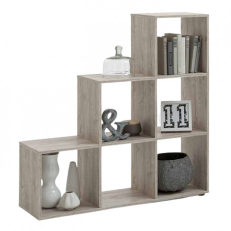 Étagère 6 Cases Design "Gaman" 108cm Chêne Sable|Bibliothèque|Paris Prix