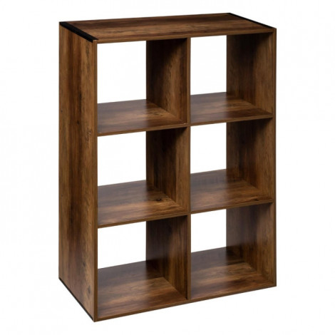 Étagère 6 Cases "Mix N Modul" 67cm Marron|Bibliothèque|Paris Prix