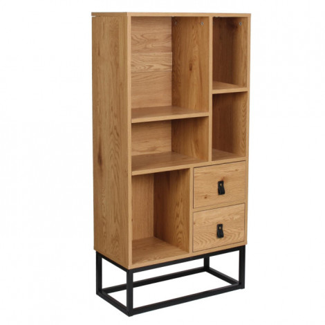 Bibliothèque Design "Abbott" 120cm Naturel & Noir|Bibliothèque|Paris Prix