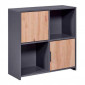 Étagère 2 Portes "Gemeno" 77cm Gris & Chêne|Bibliothèque|Paris Prix