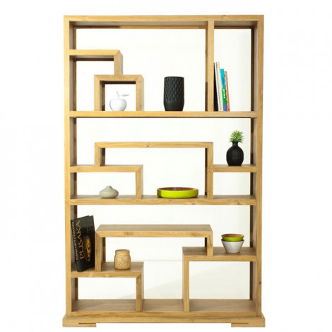 Etagère Design en Teck "Golga" 190cm Naturel|Bibliothèque|Paris Prix