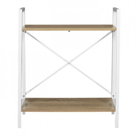 Étagère Déco 2 Niveaux "Bois & Métal" 70cm Blanc|Bibliothèque|Paris Prix