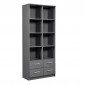 Étagère 4 Niveaux & 4 Portes "Azio" 91cm Gris|Bibliothèque|Paris Prix