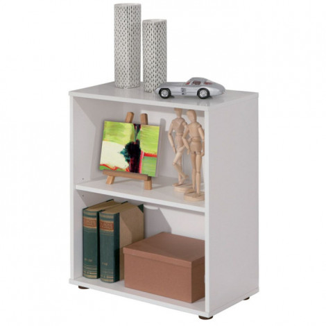 Étagère 2 Niveaux "Delnice" 75cm Blanc|Bibliothèque|Paris Prix