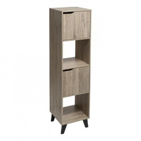 Étagère 4 Niveaux "2 Niches & 2 Portes" 146cm Naturel|Bibliothèque|Paris Prix