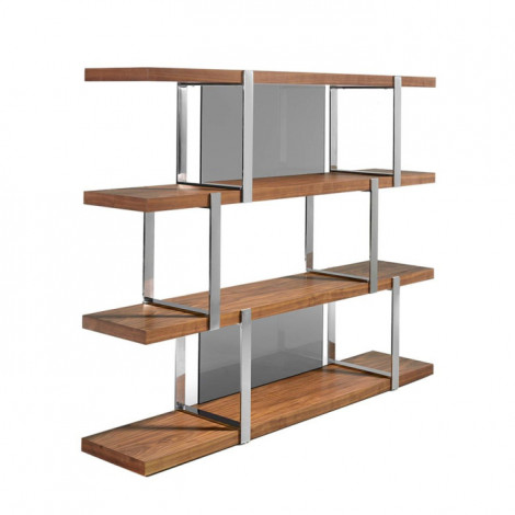 Étagère 4 Niveaux en Bois "Lucia" 180cm Noyer|Bibliothèque|Paris Prix