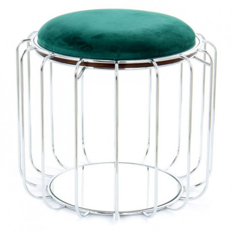 Pouf & Table d'Appoint "Comfortable" 50cm Vert & Argent|Table Basse|Paris Prix